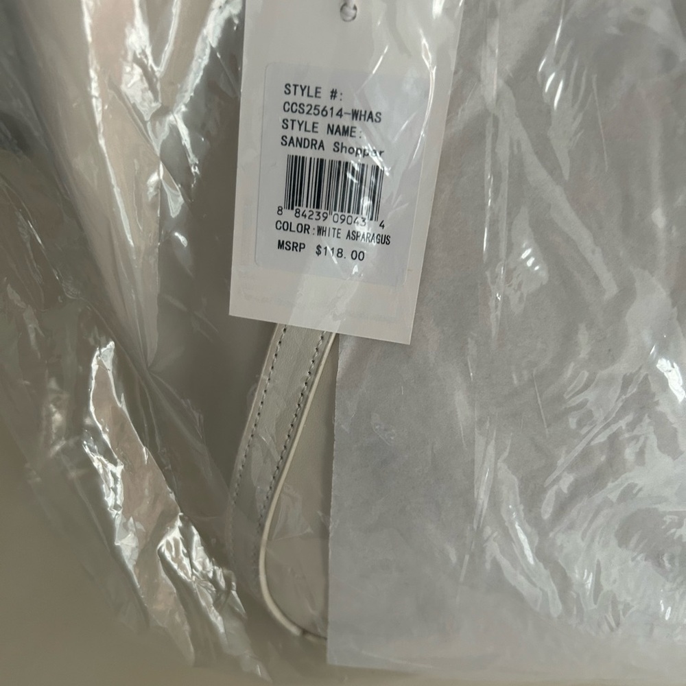 NWT Cavalli Class Sandra Shopper Tote Bag White Asparagus with Gold Hardware - Picture 13 of 14